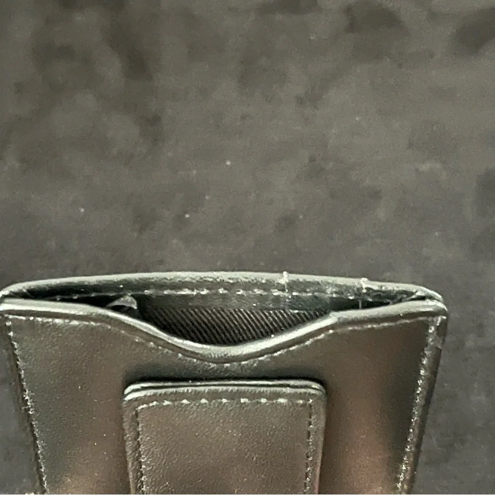 Vintage Buxton Black Credit Card Wallet Money Clip Genuine Leather